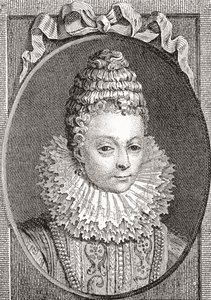 Marie de Médicis, 1575 1642. Ranskan kuningattaren puoliso, Ranskan kuningas Henrik IV:n toinen vaimo. Kohdasta Les Heures Libres, julkaistu 1908. tekijältä French School