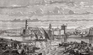 Marseille 1700-luvulla, Pibaraud kaivertanut Le Bretonin mukaan, Louis Blancin (1811-82) "Histoire de la Revolution Francaise" -kirjasta tekijältä French School