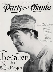 Maurice Chevalier, elokuvasta "Paris qui Chante", 30. maaliskuuta 1910 (litografia). tekijältä French School
