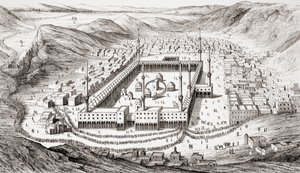 Mekka, Saudi-Arabia, antiikin ja nykyajan universaalista historiasta, julkaistu Strasbourgissa n. 1860 (kaiverrus) tekijältä French School