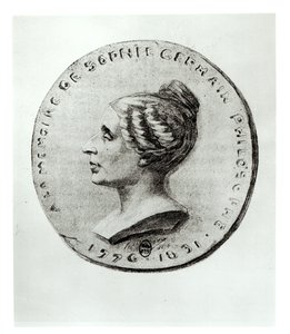 Sophie Germainiä (1776-1831) kuvaava mitali tekijältä French School