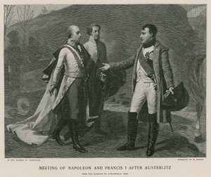 Napoleonin ja Francis I:n tapaaminen Austerlitzin jälkeen tekijältä French School