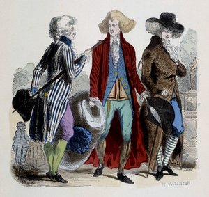 Miesten muoti Pariisissa vuonna 1787. tekijältä French School
