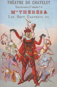 Mefistofelet roikkuvat miehiä ja naisia ketjuissa (väri litho) tekijältä French School