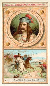 Merovech, salialaisten frankien kuningas ja hunnien hyökkäys, 451 (chromolitho) tekijältä French School