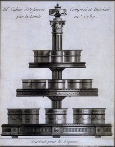 Metallityöt: sarja liköörikuppeja telineessä, 1780-96 tekijältä French School