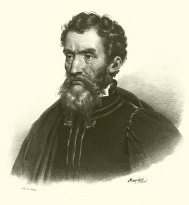 Michelangelo, muotokuva (kaiverrus) tekijältä French School