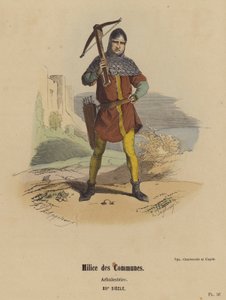 Kuntien miliisi, Arbalestrier, XIIth Century (värillinen kaiverrus) tekijältä French School