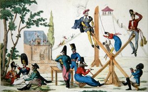 "Sotilaalliset rentoutukset" (väri litho) tekijältä French School