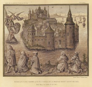 Naisen ihme, joka N-D Garda merestä Mont Saint-Micheliin (väri litho) tekijältä French School