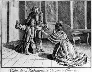 Miss Clairon (Mademoiselle Clairon Josephe Leris de La Ttude dit Mademoiselle Clairon (1723 -1803)) Ranskalainen näyttelijä, vieraili Ferney a Voltaire -kaiverruksessa 1700-luvulla. tekijältä French School