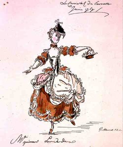 Neiti Guimard Terpsichorena, Louis Fuzelierin (1677-1752) libretossa, säveltänyt Mondonville, faksimile A. Guillaumot Fils tekijältä French School