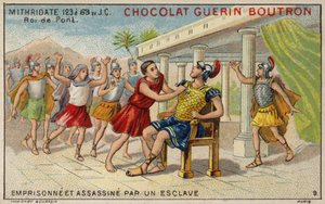 Pontuksen Mithridates VI orjan vangittama ja salamurhaama (chromolitho) tekijältä French School
