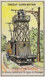 Siirrettävä alusta raitioteiden sähköjohtojen korjaamiseen (chromolitho) tekijältä French School