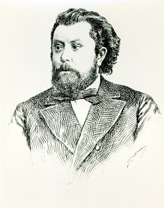 Modest Petrovich Moussorgsky (1835-81), kuvitus Albert Soubiesin LHistoire de la Musique en Russiesta, julkaistu Pariisissa, 1898 tekijältä French School
