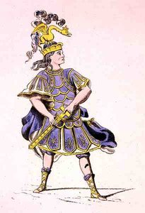Monsieur Le Kain Akhilleuksena, Iphigeniassa Aulisissa, kirjoittanut Jean Racine (1639-99) 1679 (värikaiverrus) tekijältä French School