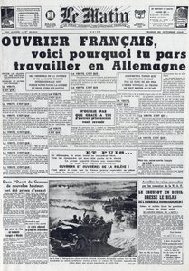 Aamulehti nro 21311, 20. lokakuuta 1942: Sto - Pakollinen työpalvelu - Miksi mennä töihin Saksaan - tekijältä French School