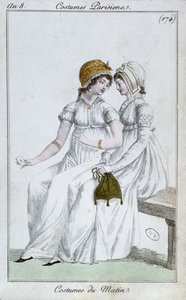 Aamupuku, muotilautanen Costumes Parisiensilta, 1800 tekijältä French School