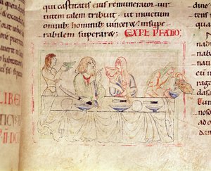 Ms.1215 t.3 fol.158v, Ateria Judithin ja Holofernesin kanssa, Etienne Hardingin Raamatusta, 1109