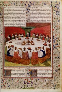 Ms.Fr. 112 f.5 Pyhän Graalin ilmestyminen Queste del Saint Graalista, n. 1470 tekijältä French School