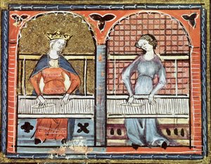 Ms 1044 fol.89v Women Weaving, Ovide Moralisesta kirjoittanut Chretien Legouais tekijältä French School