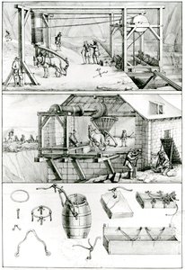 Ms 1064 fol.8 A Slate Quarry, Descriptions des Arts et Metiers tekijältä French School