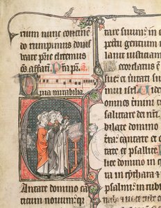 Ms 124 fol.98 Munkit laulavat, psalterista tekijältä French School