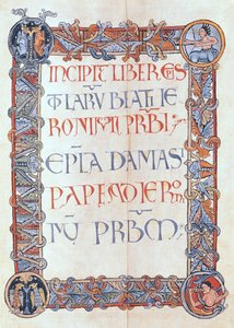 Ms 154 fol.3 Sivu tekstiä, jossa florioitu reunus, Pyhän Hieromuksen kirjeistä tekijältä French School