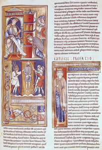 Ms 1 fol.284r Esther ja Ahasverus ja Hamanin hirttäminen, Souvignyn Raamatusta tekijältä French School