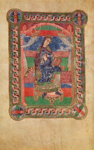 Ms 250 fol.43v St. Radegund (518-87) valtaistuimella, St. Radegundin elämästä tekijältä French School