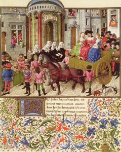 Ms 2617 Theseus tekee voiton Ateenaan La Teseidasta, Giovanni Boccaccio (1313-75) 1340-41 tekijältä French School