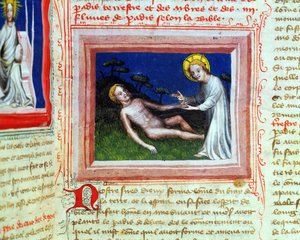 Ms 314 Aadamin luominen, Bible des Grands Augustins, 1494