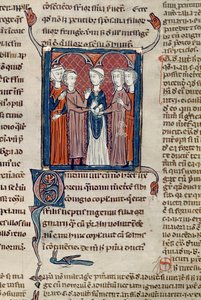 Ms 372 fol.168 A Marriage Scene, Decrets de Gratienista tekijältä French School