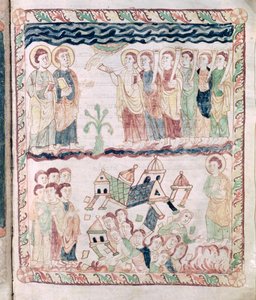 Ms 386 fol.25r Angels with Trumpets and the Earth Shaking, St. Johnin Apokalypsista tekijältä French School