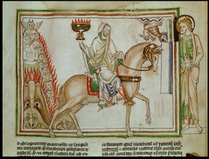 Ms 422 fol.22r Neljännen sinetin avaaminen: Kuolema kalpealla hevosella tekijältä French School