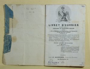 Ms 43.268.10 Livret dOuvrierin etukappale, 1864 tekijältä French School