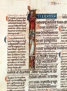 Ms 53 fol.29 Historioitu alkukirjain I, joka kuvaa Ruthia aviomiehensä ja poikiensa kanssa Livre de Ruthista tekijältä French School