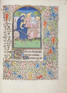 Ms 69 f.64r Pyhän perheen lento, Besanconin tuntikirjasta tekijältä French School