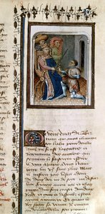 Ms 814 f.125r Bertrand du Guesclin (1320-80) kuninkaan ritariksi, Histoire de Du Guesclin tekijältä French School