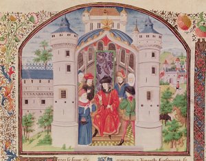 Ms 927 Fol.426 Taloustieteen esitys, Aristoteleen (384-322 eKr.) teoksesta Ethics, Politics and Economics (katso myös 165166) tekijältä French School