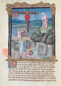 Ms 978 fol.31 Linnan rakentaminen, esimerkki Gabrielle de Bourbonin maallikoiden käyttöön tarkoitetusta hengellisestä tutkielmasta tekijältä French School