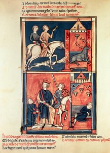 Ms Fr 1098 Hirvenmetsästys ja kuningas, mahdollisesti Dagobert I (632-39) valtaistuimellaan, St. Denisin elämästä ja ihmeistä tekijältä French School