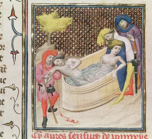 Ms Fr 12420 Paulina Dying With Seneca, De Claris Mulieribus, kirjoittanut Giovanni Boccaccio (1313-75) tekijältä French School