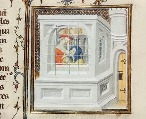 Ms Fr 12420 Roman Charity: Cimon ja Pero, De Claris Women, kirjoittanut Giovanni Boccaccio (1313-75) tekijältä French School
