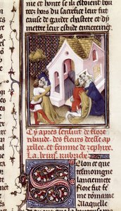 Ms Fr 598 f.97 Prostituoituja asiakkaiden kanssa, Des Claires et Nobles Femmes, Giovanni Boccaccio (1313-75) n. 1403 tekijältä French School