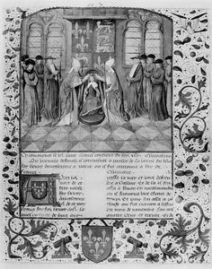 Ms Fr 83 fol.205 Henrik VI:n kruunaus (1421-71) tekijältä French School