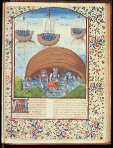 Ms Hunter 371 f.147r Seleucuksen kohtalo, elokuvasta The Fall of Princes, kirjoittanut Giovanni Boccaccio (1313-75) 1467 tekijältä French School