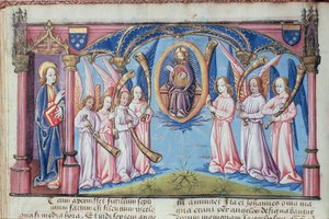 Ms Hunter 398 v.2.18 f.17v Angels, Apocoalypsis S. Joannis tekijältä French School