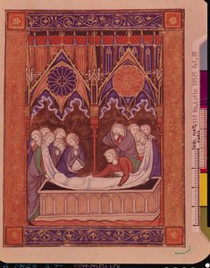 Ms Lat 10525 Fol.28 Jaakobin hautaus Kanaanissa, St. Louisin psalteri, n. 1258-1270 tekijältä French School