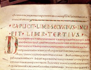 Ms Lat 1732 Fol.67v Historioitu alku D, Saint Ambroisen (340-396) teoksesta tekijältä French School
